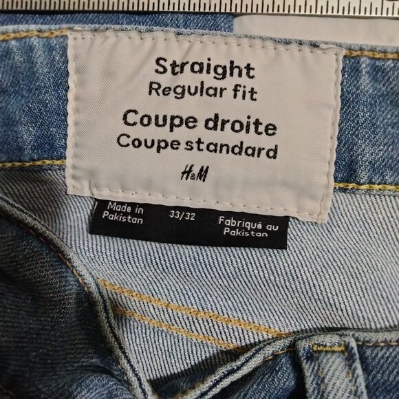 H&M Straight Regular Fit Coupe Droite Standard Denim Jeans Blue Men 32x30 - Picture 4 of 8